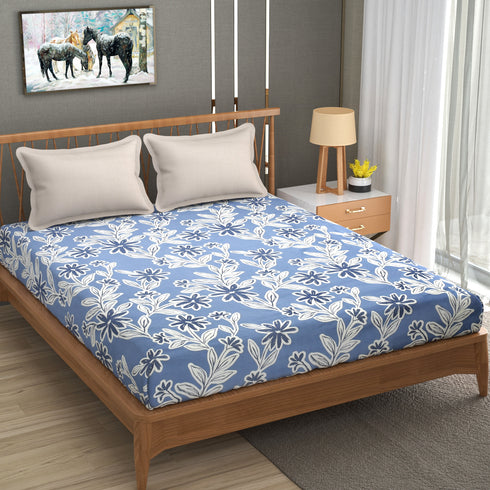 Bright King Size Bedsheet with Pillow Covers Grey